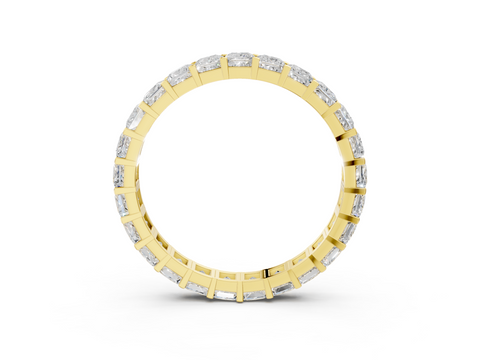 Yellow gold Princess Cut Diamond Eternity Band with Channel Setting and Shared Prong