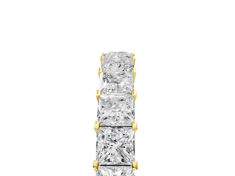 Yellow gold Princess Cut Diamond Eternity Band with Channel Setting and Shared Prong