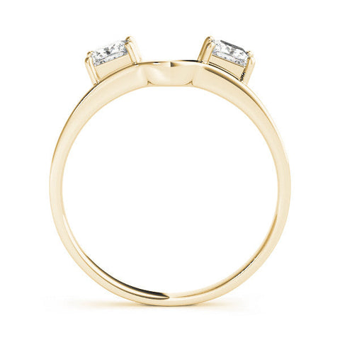 Yellow gold Princess-Cut Dual Stone Open Band with Four-Prong Setting