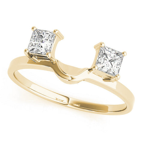 Yellow gold Princess-Cut Dual Stone Open Band with Four-Prong Setting