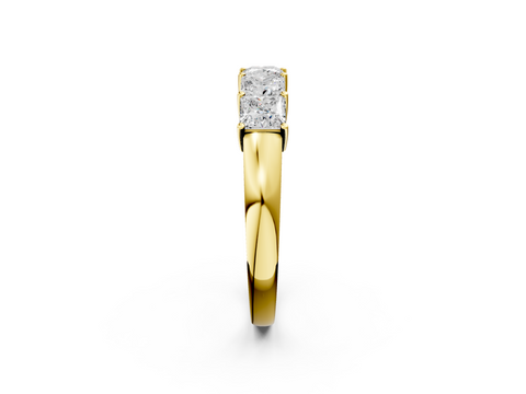 Yellow gold Princess Cut Five-Stone Diamond White Gold Band with Prong Setting