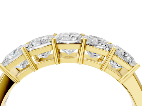 Yellow gold Princess Cut Five-Stone Diamond White Gold Band with Prong Setting