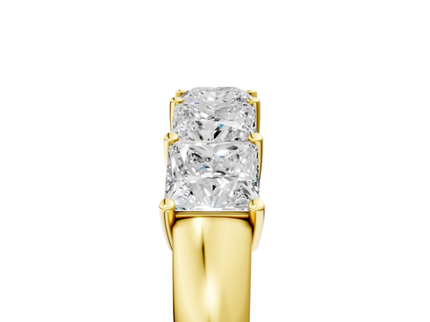 Yellow gold Princess Cut Five-Stone Diamond White Gold Band with Prong Setting