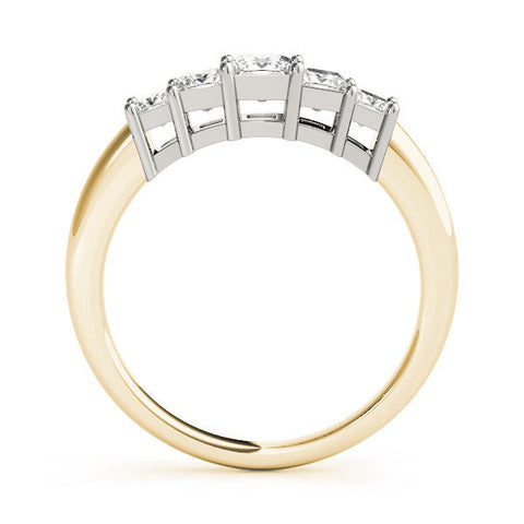 Yellow gold Princess Cut Five-Stone Prong Set Diamond Band