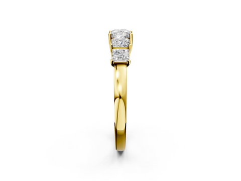 Yellow gold Princess Cut Five-Stone Prong Set White Gold Band