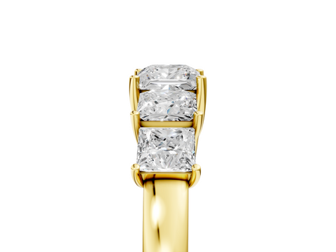 Yellow gold Princess Cut Five-Stone Prong Set White Gold Band