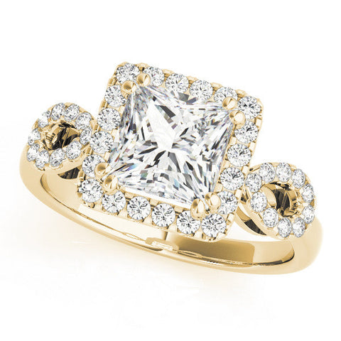 Yellow gold Princess Cut Halo Diamond Infinity Band with Four-Prong Setting