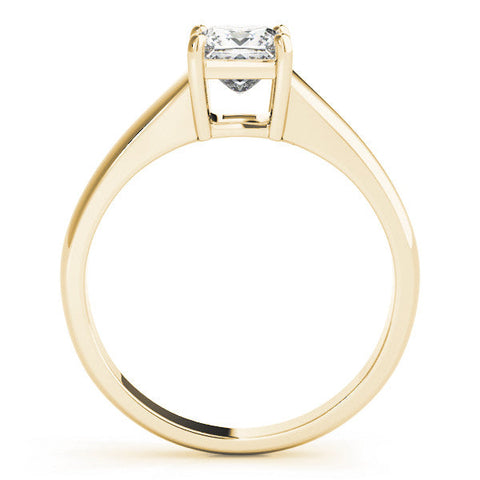 Yellow gold Princess Cut Solitaire Ring with Split Shank and Four-Prong Setting