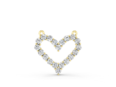 Yellow gold Prong-Set Round Diamond Heart Pendant