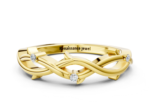 Yellow gold Prong Set Round Diamond Twist Band