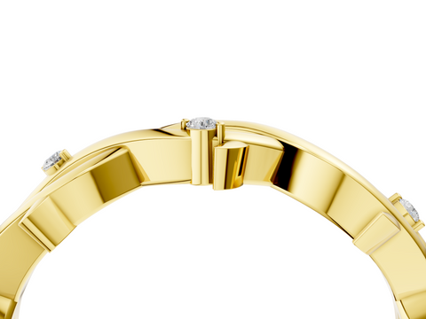 Yellow gold Prong Set Round Diamond Twist Band