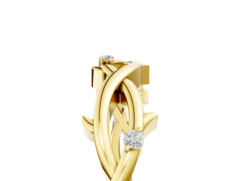 Yellow gold Prong Set Round Diamond Twist Band