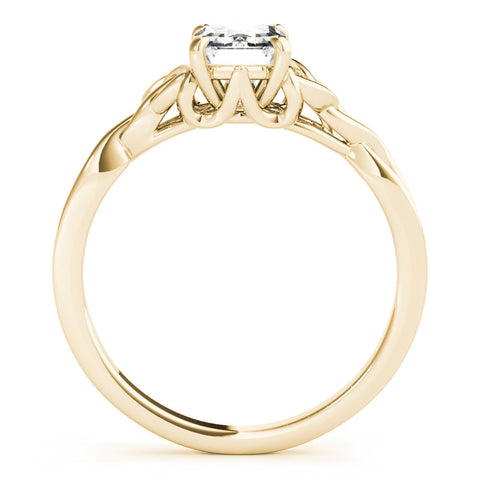 Yellow gold Radiant Cut Solitaire Celtic Knot Ring with Four-Prong Setting