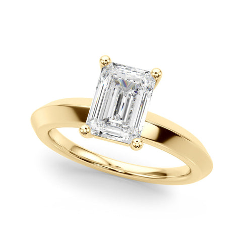 Yellow gold Radiant Cut Solitaire Engagement Ring with Flat Band and Four-Prong Setting