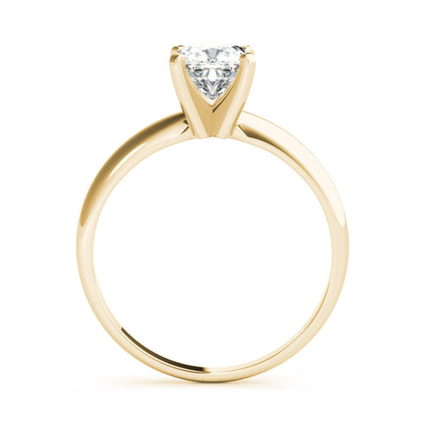 Yellow gold Radiant Cut Solitaire Engagement Ring with Round Band and Four-Prong Setting