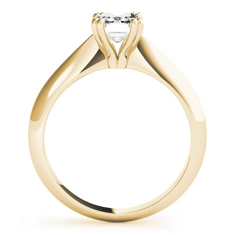 Yellow gold Emerald Cut Solitaire Engagement Ring with Tapered Band and Four-Prong Setting