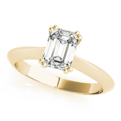 Yellow gold Radiant Cut Solitaire Engagement Ring with Tapered Band and Four-Prong Setting