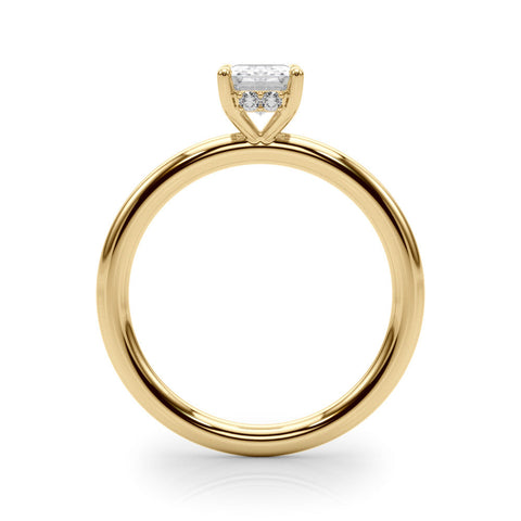 Yellow gold Radiant Cut Solitaire Ring with Thin Band and Four-Prong Setting