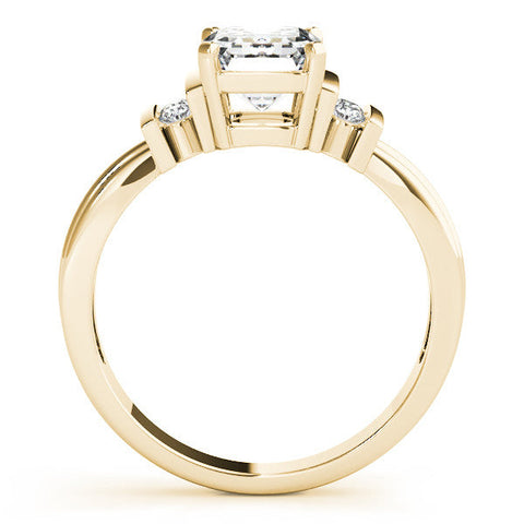 Yellow gold Emerald Cut Three-Stone Channel Set Ring with Bar Prongs