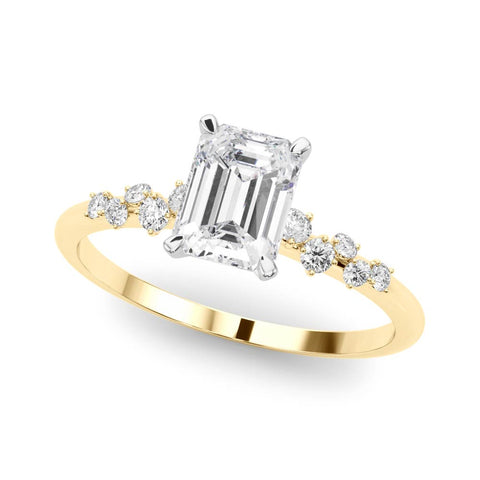 Yellow gold Radiant Diamond Cluster Prong-Set Solitaire Ring