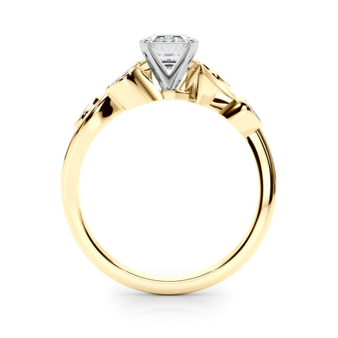 Yellow gold Radiant Diamond Swirl Band with Prong Setting
