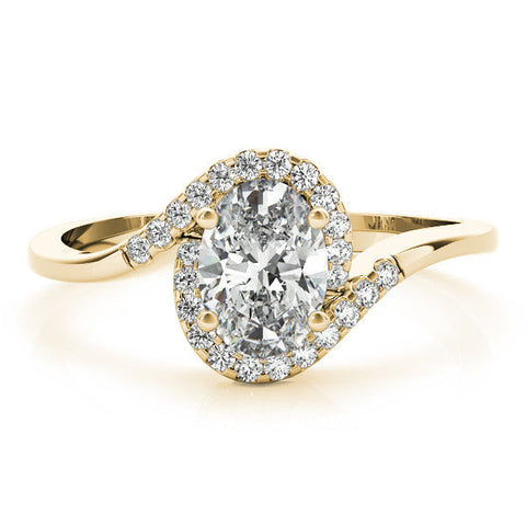 Yellow gold Oval Halo Twist Band with Four-Prong Setting
