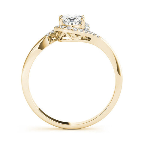 Yellow gold Oval Halo Twist Band with Four-Prong Setting