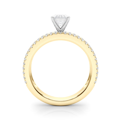 Yellow gold Radiant Solitaire Diamond with Pave and Channel Set Band