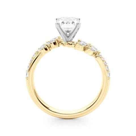 Yellow gold Radiant Solitaire Marquise Twist Band with Six-Prong Setting