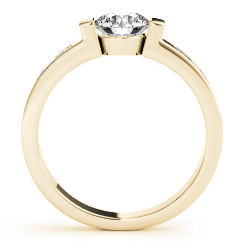 Yellow gold Round Brilliant Channel-Set Diamond Ring with Bezel Prong Setting