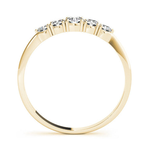 Yellow gold Round Brilliant Diamond Half-Eternity Band with Prong Setting