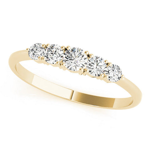 Yellow gold Round Brilliant Diamond Half-Eternity Band with Prong Setting