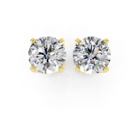 Yellow gold Round Brilliant Diamond Stud Earrings