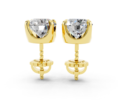 Yellow gold Round Brilliant Diamond Stud Earrings
