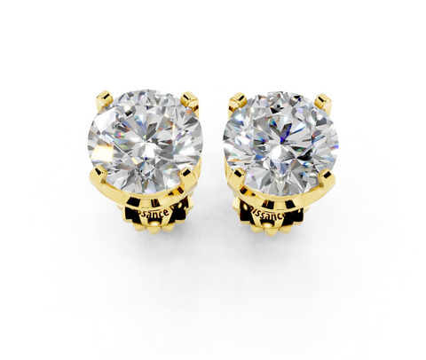Yellow gold Round Brilliant Diamond Stud Earrings
