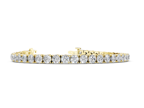 Yellow gold Round Brilliant Diamond Tennis Bracelet with Prong Setting