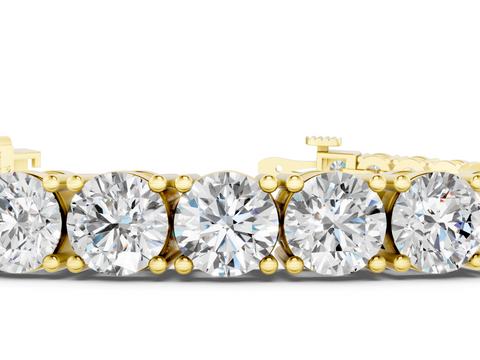 Yellow gold Round Brilliant Diamond Tennis Bracelet with Prong Setting