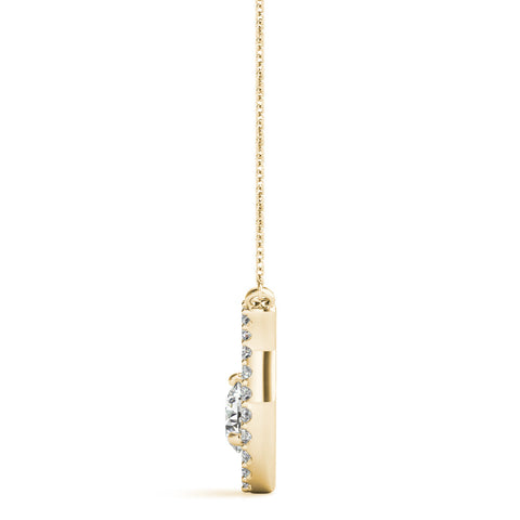 Yellow gold Round Brilliant Halo Prong-Set Pendant