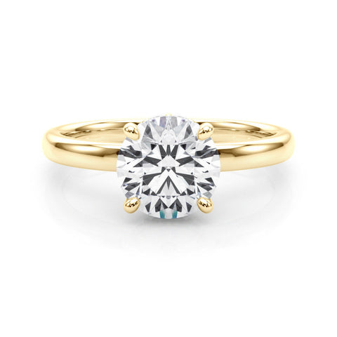 Yellow gold Round Brilliant Solitaire Engagement Ring with Six-Prong Setting and Classic Band
