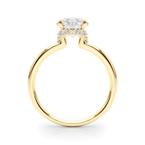 Yellow gold Round Brilliant Solitaire Engagement Ring with Six-Prong Setting and Classic Band