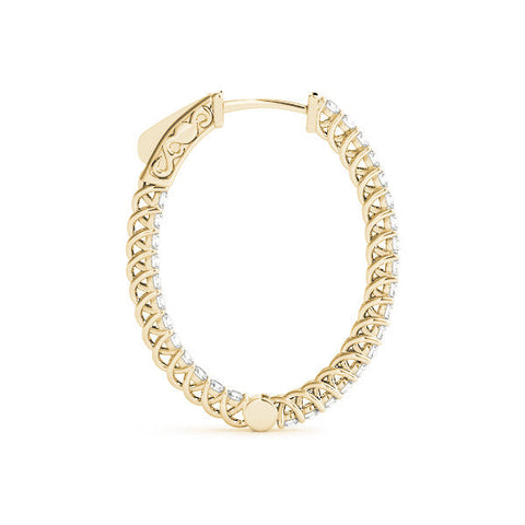 Yellow gold Round Cut Diamond Inside-Out Hoop Earrings in White Gold with Prong Setting