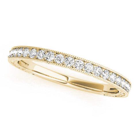 Yellow gold Round Cut Diamond Milgrain Pavé Eternity Band