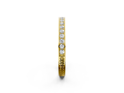 Yellow gold Round Cut Diamond Pavé Eternity Band with Channel Setting
