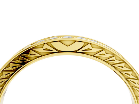 Yellow gold Round Cut Diamond Pavé Eternity Band with Channel Setting