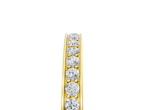 Yellow gold Round Cut Diamond Pavé Eternity Band with Channel Setting