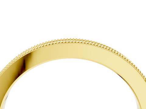 Yellow gold Round Cut Diamond Pavé Set Milgrain Edge Eternity Band