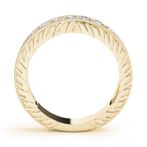 Yellow gold Round Cut Diamond Pave Eternity Band with Bead Prong Setting