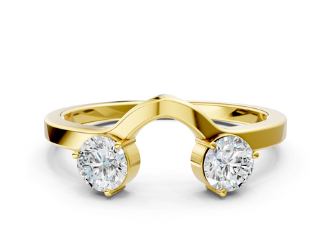 Yellow gold Round Cut Dual Diamond Open Band with Prong Setting