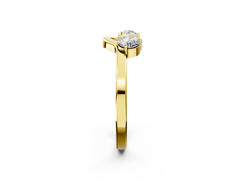 Yellow gold Round Cut Dual Diamond Open Band with Prong Setting