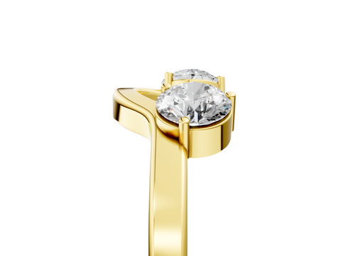 Yellow gold Round Cut Dual Diamond Open Band with Prong Setting